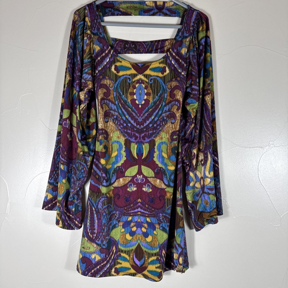 Boho Polyester Dress By Pink Polkadot Size M Stretchy And Flowy